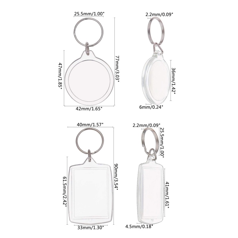 Set Móc Khóa Acrylic Trong Suốt Phối Lông Xù DIY