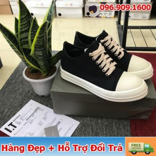 G [ Tặng Hộp Hãng ] Giày Thể Thao Sneaker Rick Owen đen cổ thấp :))
