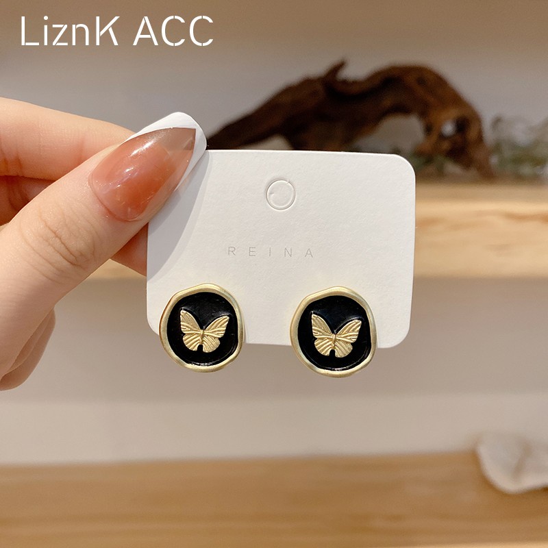 Bông Tai Hình Bướm Đen Phong Cách Cổ Điển Thời Trang Độc Đáo 2022 Cho Nữ