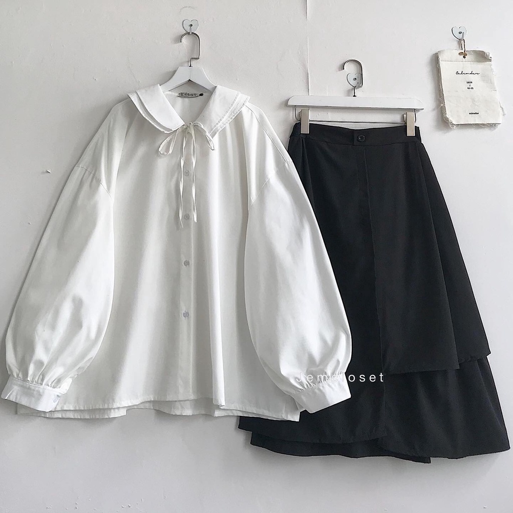 Chân Váy Công Sở From Rộng JEM CLOSET Váy Dài Qua Gối DAMMI Thiết Kế Hai Tầng Cá Tính Style Hàn Phối Đồ Cực Xinh 3269
