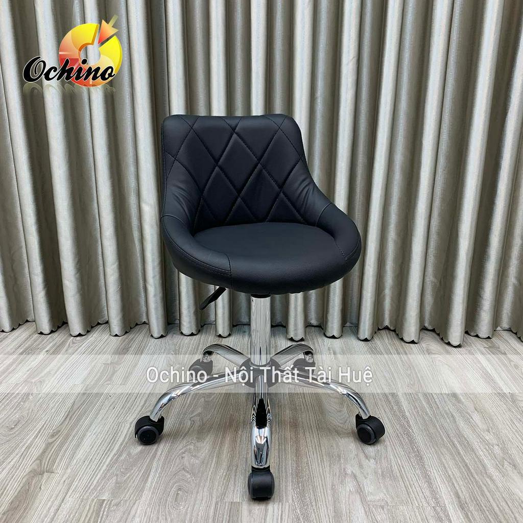 Ghế Makeup Chân Bánh Xe Nhện Bạc Mẫu Nỉ Da Bền Đẹp (Hàng Sẵn)