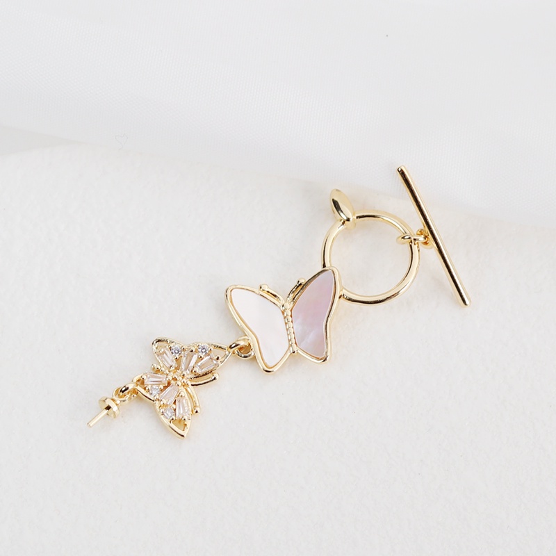 Móc Khóa Vòng Tay / Dây Chuyền Bằng Đồng Mạ Vàng 14k Đính Đá Zircon Hình Bướm / Cá / Bướm Có Khóa Cài IQ