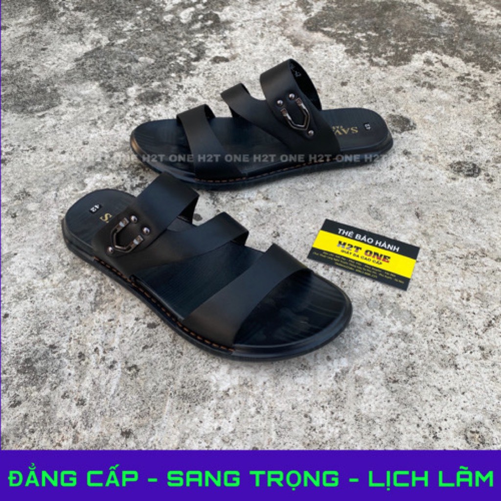Dép Da Nam Cao Cấp Da Bò Nguyên Tấm Được Khâu Chỉ Dù Chắc Chắn Phong Cách Trẻ Trung Hiện Đại HT0166