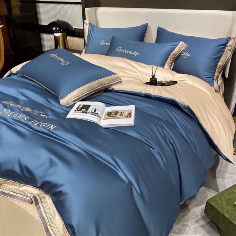 BỘ CHĂN GA GỐI PHI LỤA DREAMCITY MẪU MỚI GA SÁNG MÀU 4 món