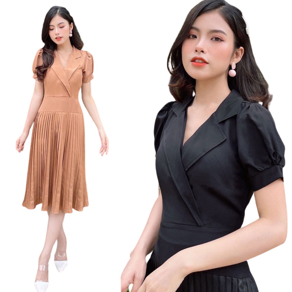 Đầm Váy Nữ Tay Bồng Cổ Chữ K  - QA00183