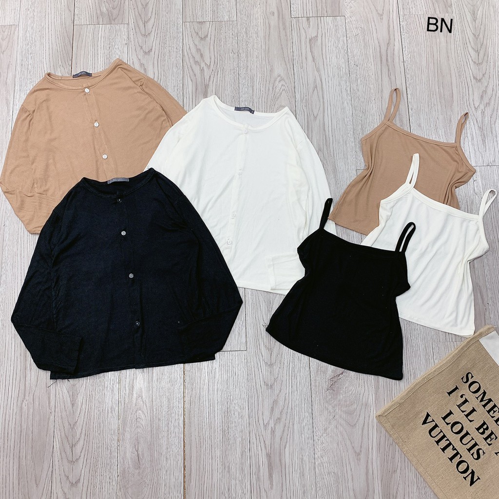 SET ÁO 2 DÂY MIX CADIGAN LEN | BigBuy360 - bigbuy360.vn