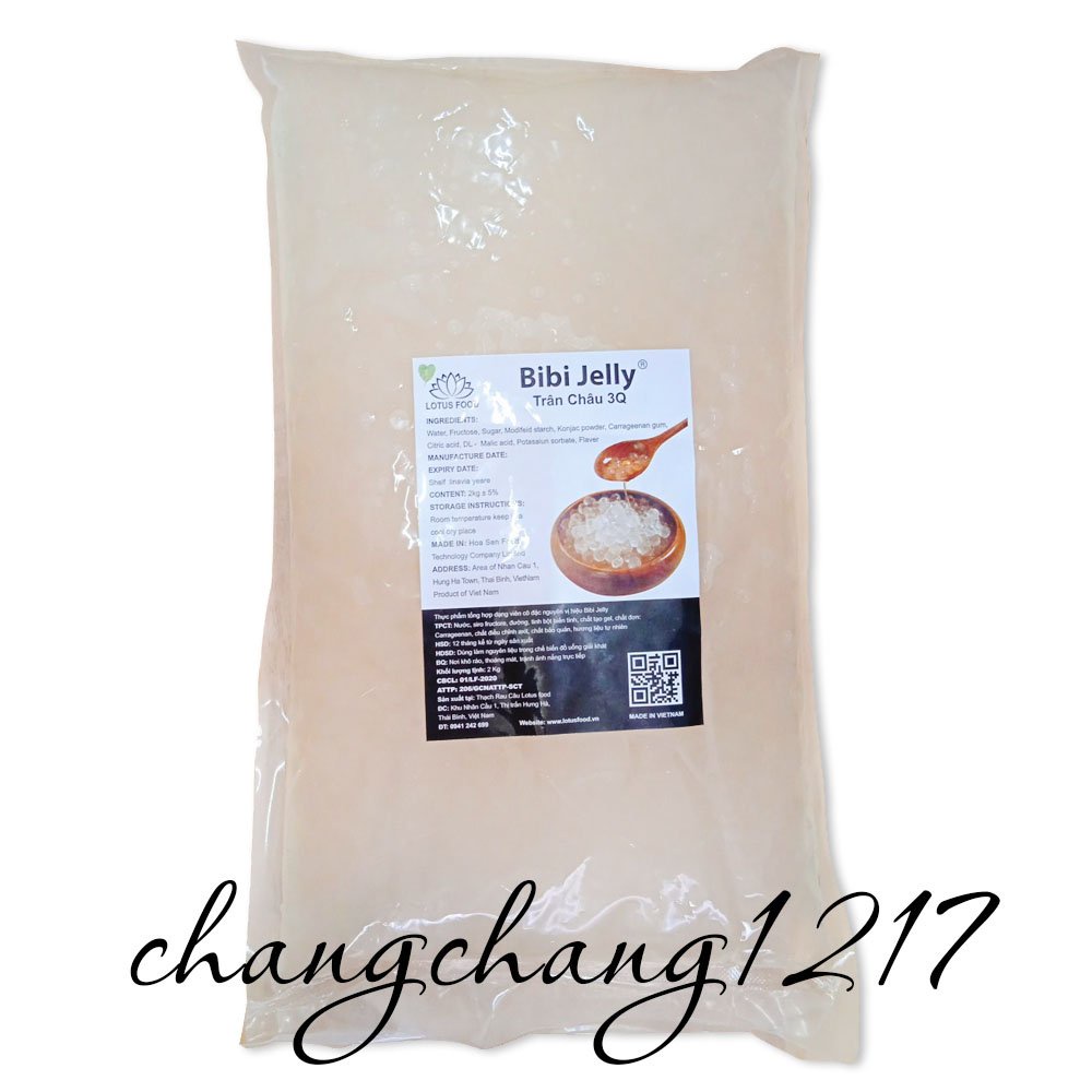 Thạch Ngọc Trai (Trân Châu) Trắng Caramel 3Q Bibi Gói 2kg