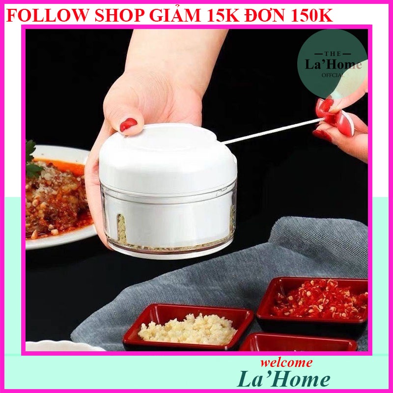 Dụng cụ xay tỏi ớt cầm tay La'Home dây rút, máy xay tỏi ớt bằng tay mini chopper