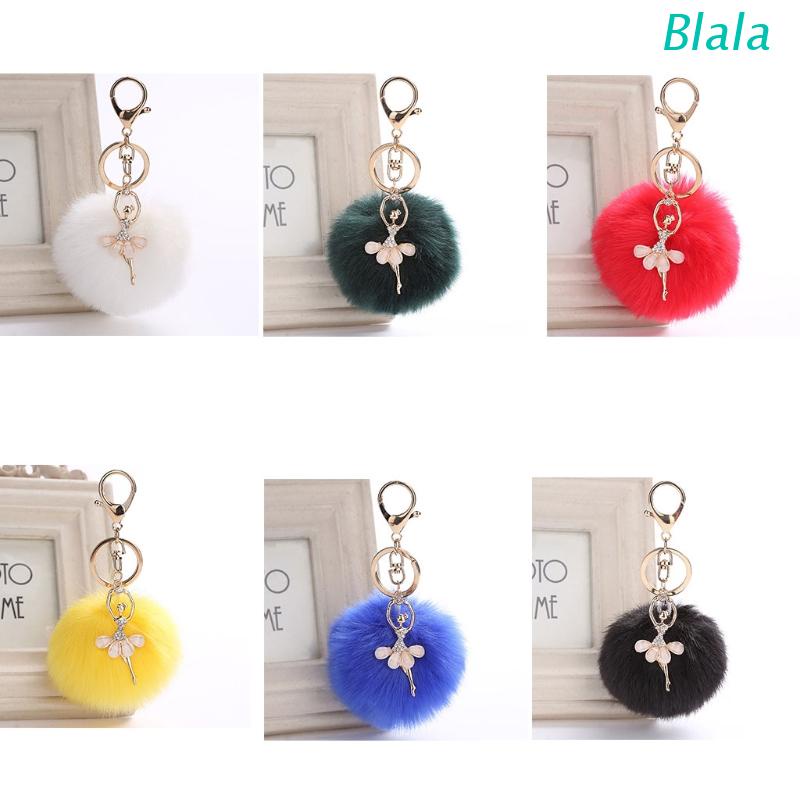 Móc Khóa Hình Cục Bông Lông Thỏ Dễ Thương