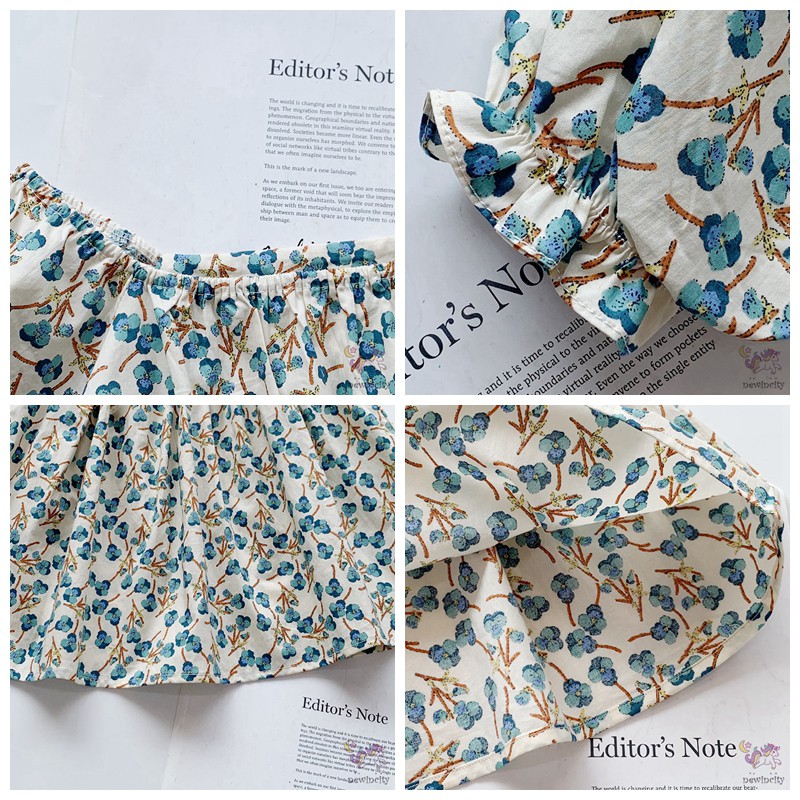 Đầm Bé Gái In Hoa Xinh Xắn Phong Cách Hàn Quốc