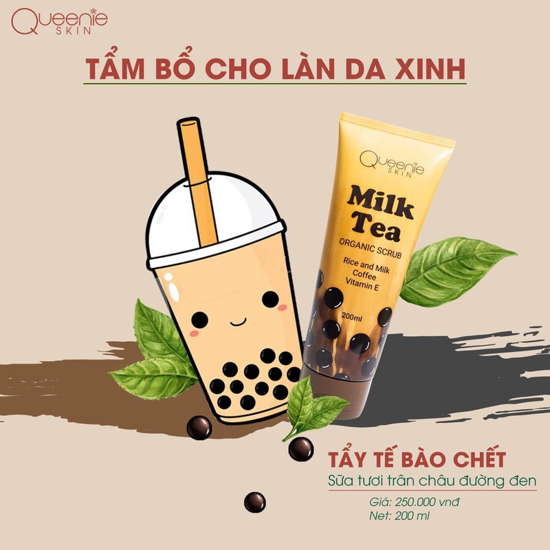 COMBO 2 Tuýt Tẩy Tế Bào Chết Milk Tea Queenie Skin 200ml - HÀNG CHÍNH HÃNG
