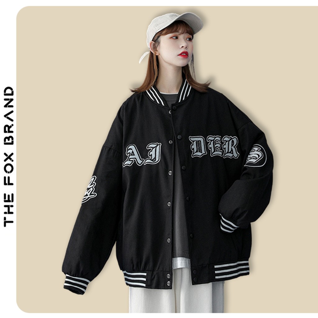 Áo khoác Bomber jacket nam nữ bóng chày dù 2 lớp phong cách Ulzzang in hình AJDER