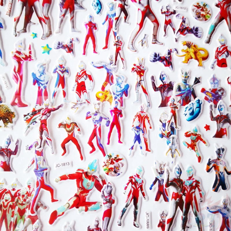 ▶ Ultraman DIY Toys Stickers ◀ 1 Sheet / 5 Sheets Cartoon 3D DIY Educational Stikers Reward Bubble Stikers
