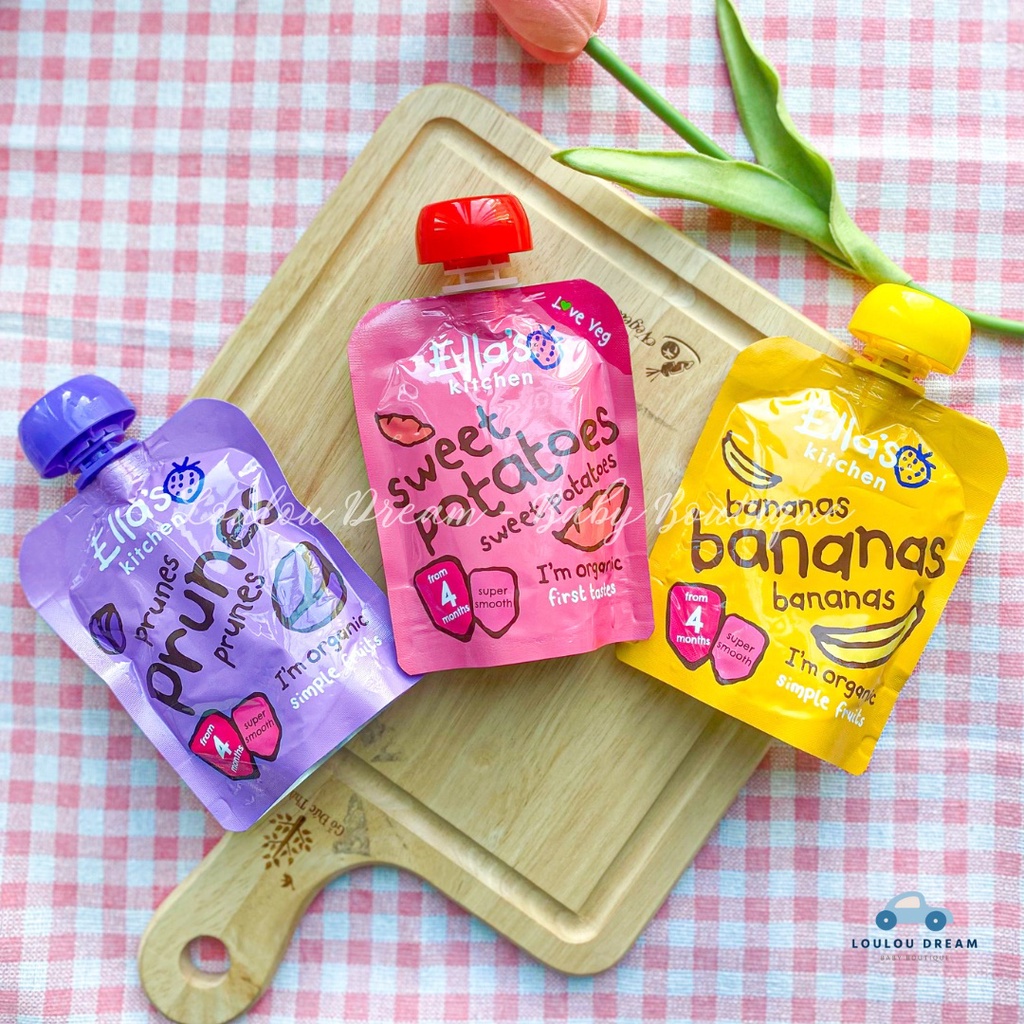 Hoa quả nghiền hữu cơ Ella’s Kitchen bổ sung năng lượng cho bé từ 4m+ [BAY AIR]