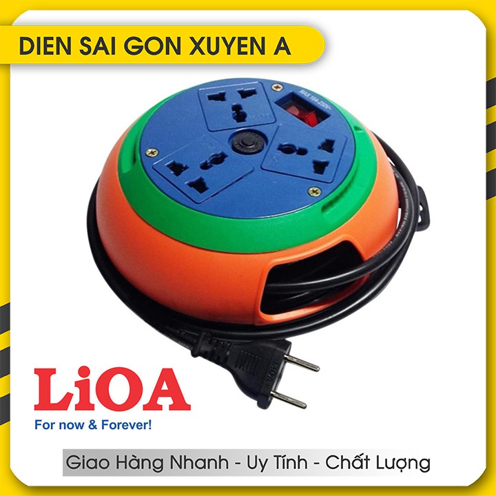 Ổ cắm điện tròn dây dài 10 mét LIOA DB10-2-10A - 3 ổ cắm 3 chấu đa năng