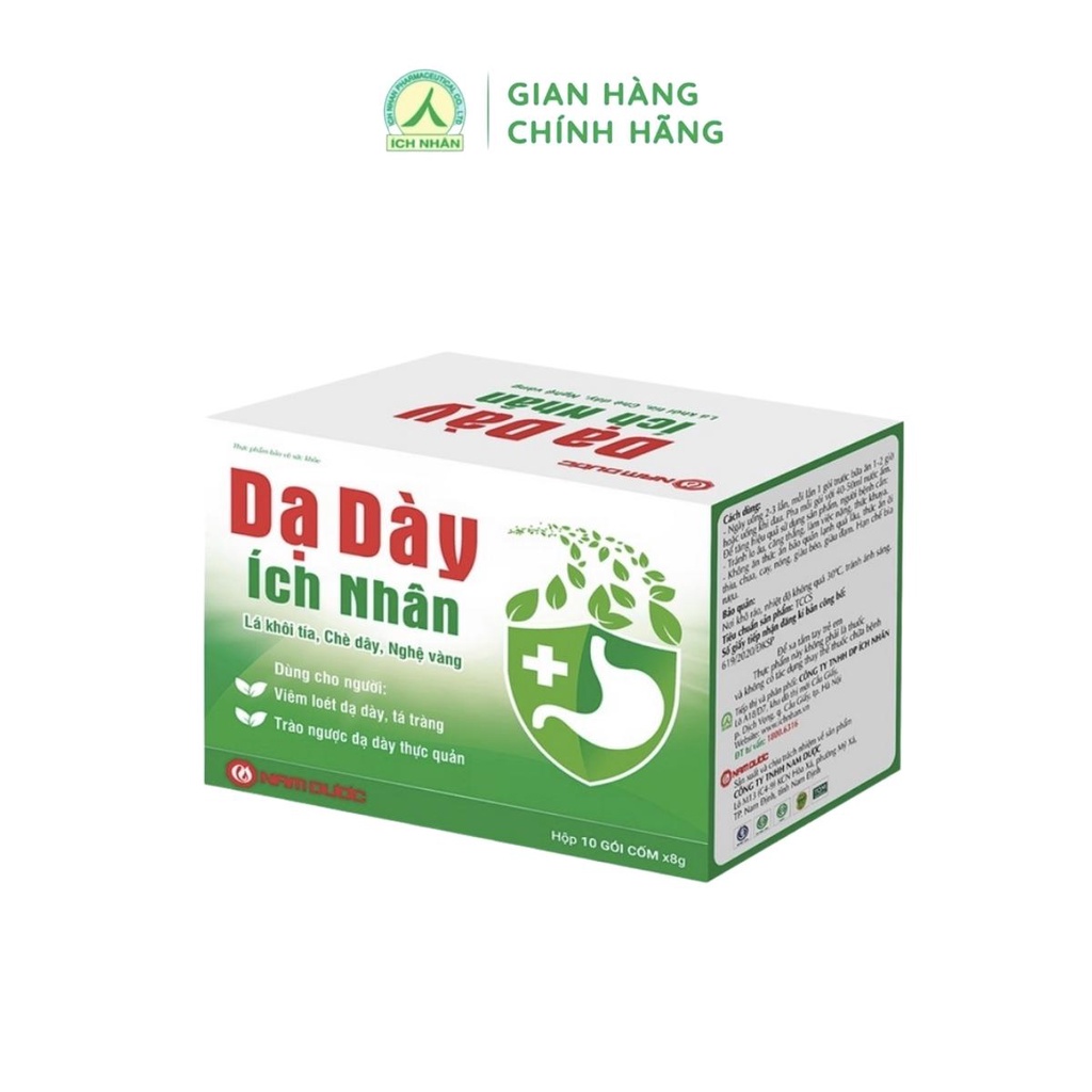 Dạ Dày Ích Nhân bảo vệ và hỗ trợ giảm biểu hiện viêm loét dạ dày, tá tràng - hộp 10 gói DDI