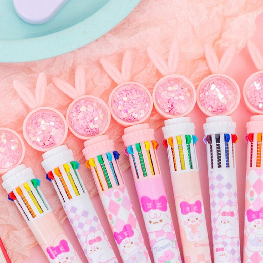 PEWANY Bút Bi 10 Màu Sắc Hình Thỏ Hồng Đáng Yêu