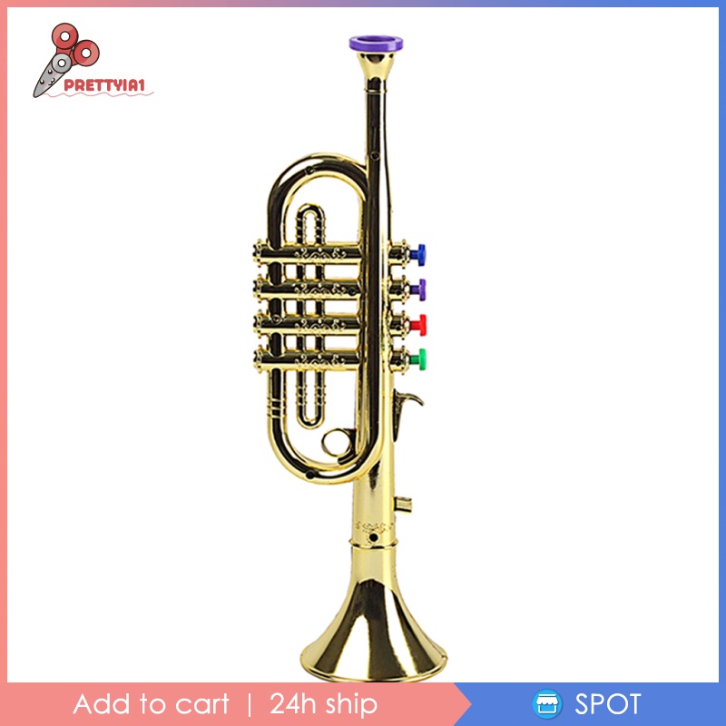 [Prettyia1] Kèn Trumpet Nhựa 1x / 3 Phím Màu Vàng Đồ Chơi Phát Triển Sớm Cho Bé