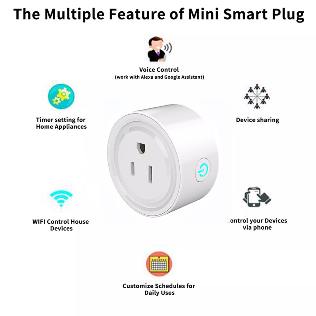 Ổ Cắm Wifi Thông Minh. Điều Khiển Từ Xa Ứng Dụng Smart Life. Điều Khiển Từ Xa Bằng Điện Thoại & Giọng Nói Qua Alexa, GA