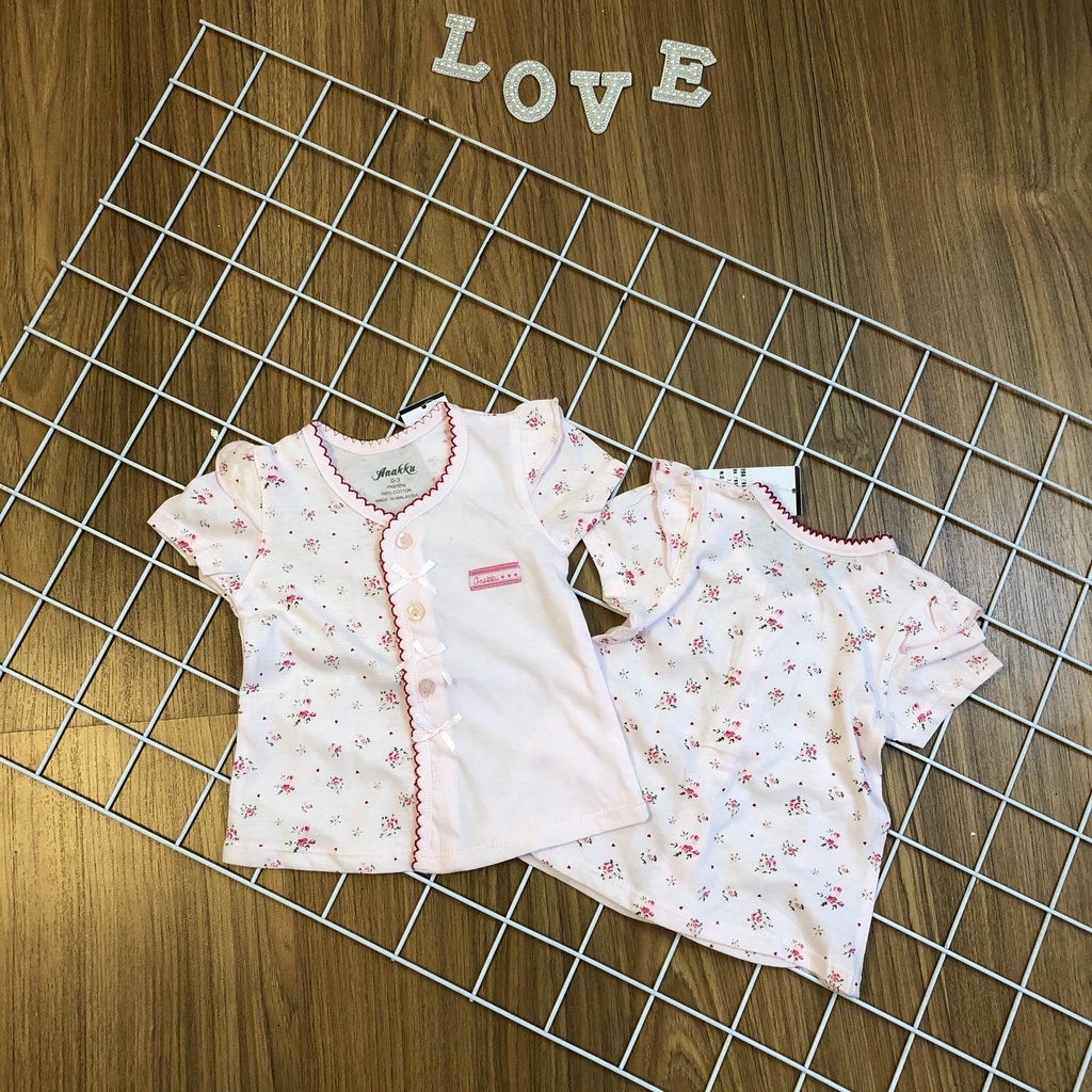 Áo Sơ Sinh Bé Gái Cộc Tay Cotton Mềm Mại Hàng Quảng Châu Siêu Xinh