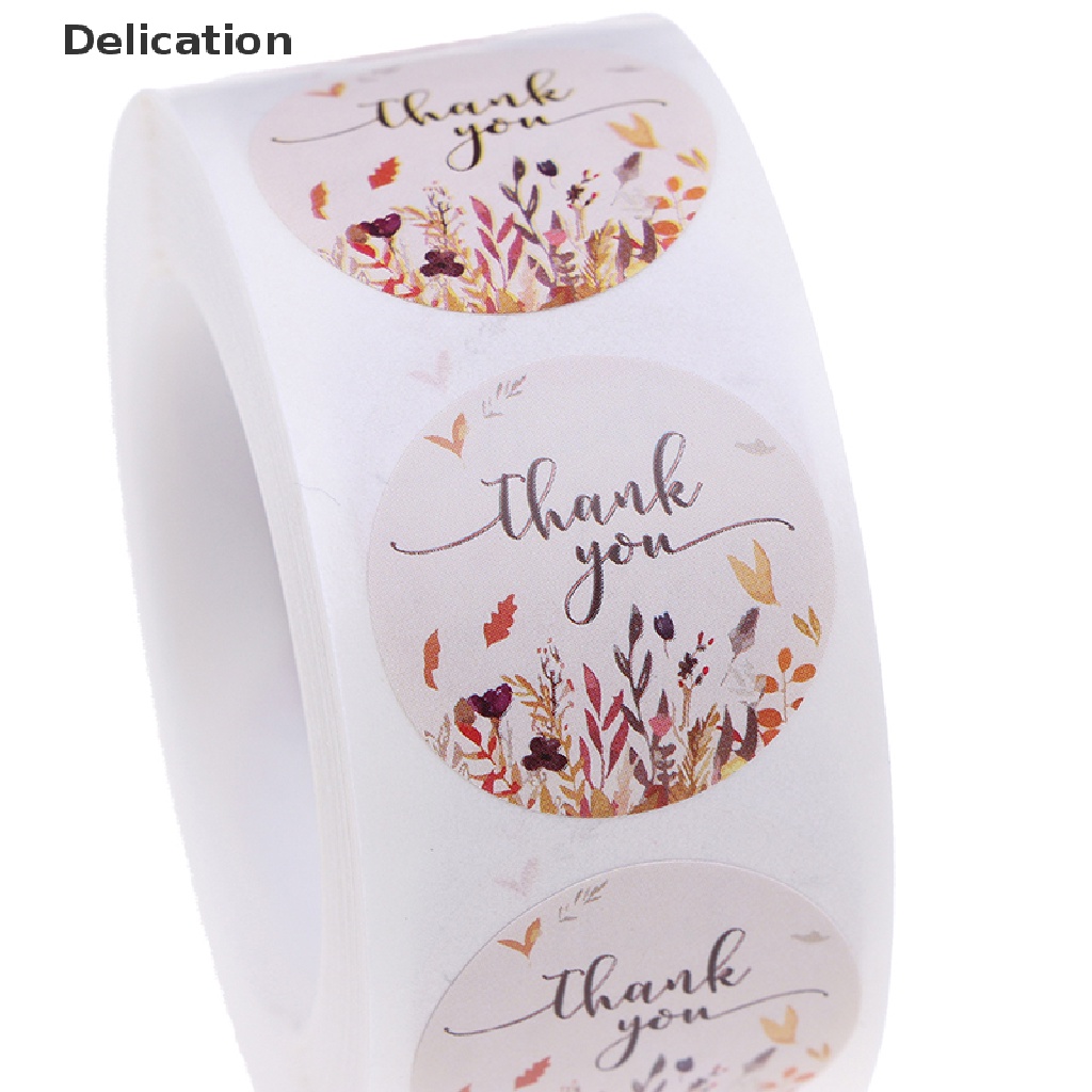Cuộn 500 miếng dán in chữ Thank You họa tiết xinh xắn dùng trang trí