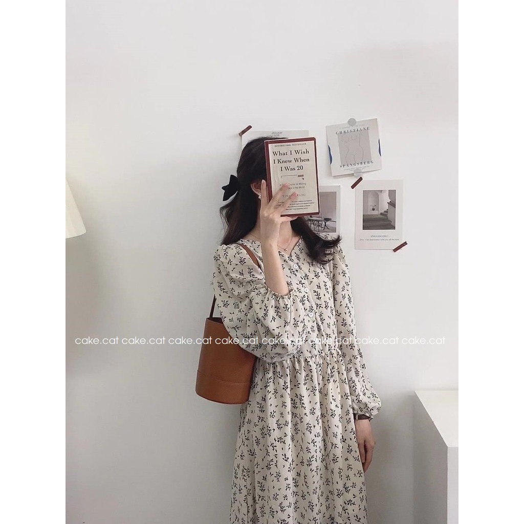 Đầm hoa nhí dài tay Hàn Quốc