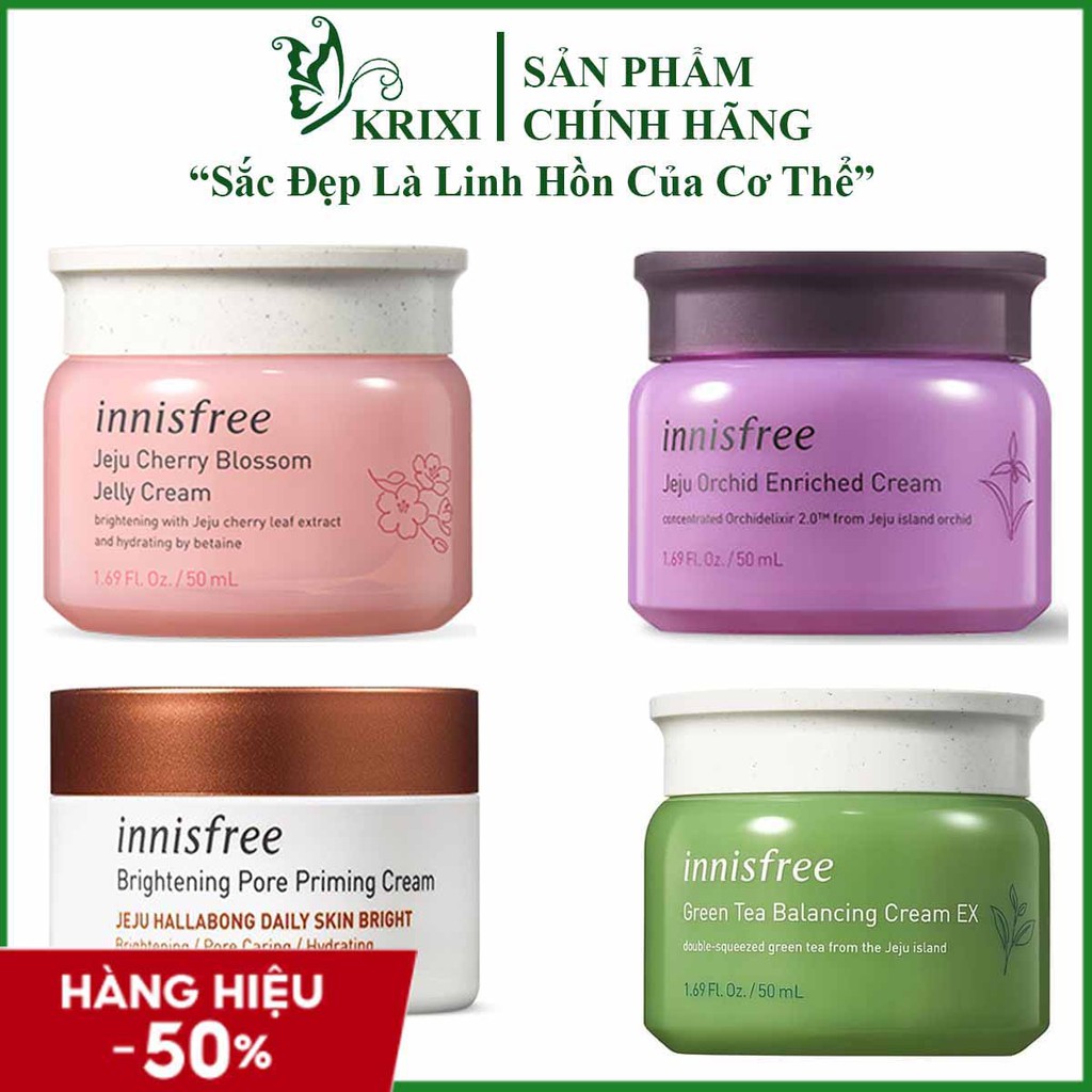 Kem dưỡng da Innisfree trà xanh , Innisfree Cherry Blossom hoa anh đào , kem dưỡng ẩm Innisfree trà xanh 50ml