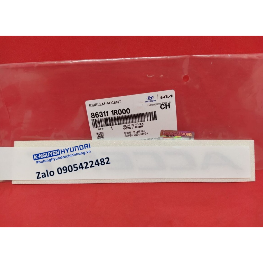 Logo chữ "Accent" dán đuôi xe Hyundai Accent 2021 2022 mới nhất - Mã số: 86311H6500, 863111R000