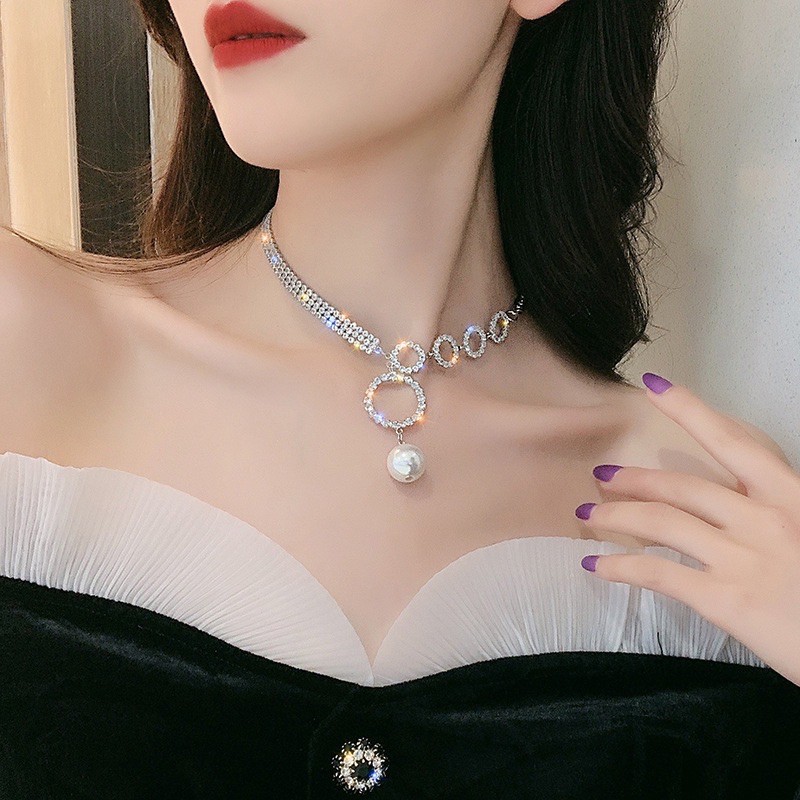 Vòng cổ chocker đá zicon nhân tạo