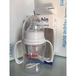 Bình sữa cổ rộng tay cầm 180ml Dolphin