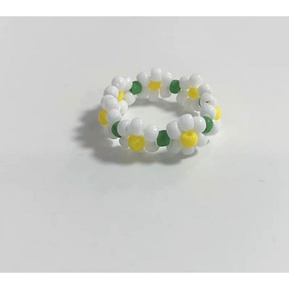 Nhẫn hoa daisy nhiều màu hạt cườm xinh xắn màu vàng, đen, trắng, đen trắng