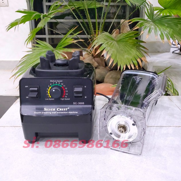 Máy Xay Công Nghiệp SILVER CREST 3600W SC-3688, Máy Xay Sinh Tố Công Nghiệp đa năng: Xay đá, rau má, thịt, cá, đồ khô