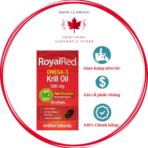 Webber Naturals RoyalRed Omega-3 Krill Oil 500 mg (60 viên)