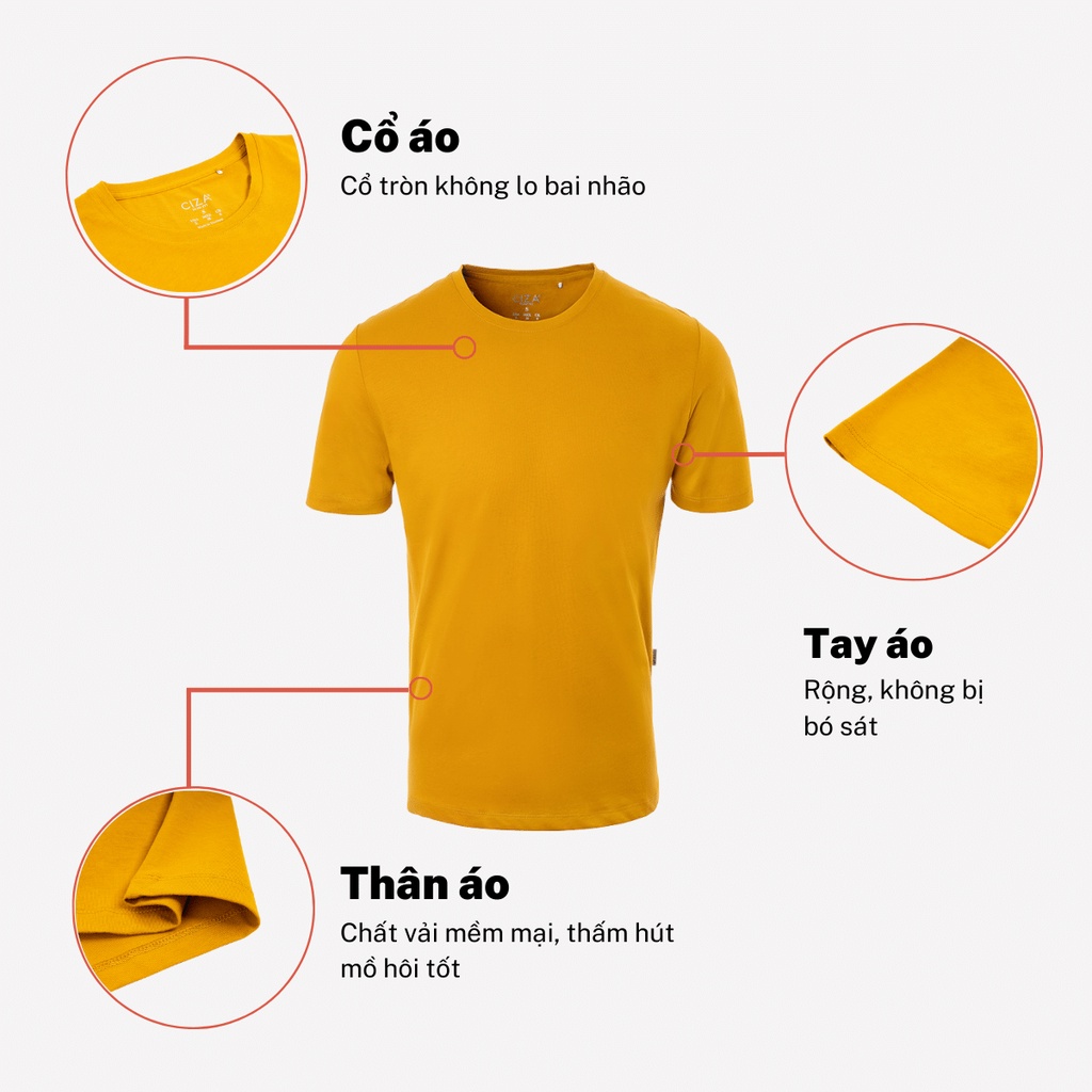 Áo thun nam ngắn tay cổ tròn CIZA vải cotton thoáng mát thấm hút mồ hôi dáng Slim Fit size S M L XL ATNS20