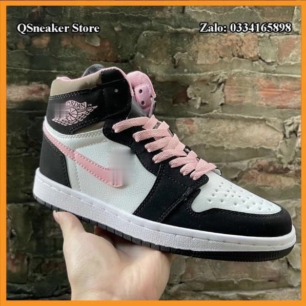Giày sneaker Jordan 1 High Đen Hồng Hàng Trung Bản Đẹp Fullbox Kèm Phụ Kiện, Giày thể thao nam nữ cổ cao ảnh tự chụp