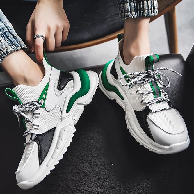 Giày Thể Thao Nam GEMI - Giày Sneaker Màu Xám - Trắng - Đen, Giày Thể Thao Họa Tiết Dấu Phẩy - G5210
