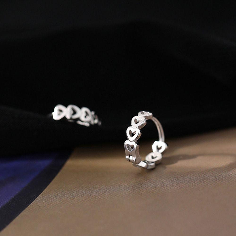 VANES1 Bông Tai Hình Tròn Họa Tiết Trái Tim Phong Cách Hàn Quốc Sang Trọng Thời Trang Cho Nữ