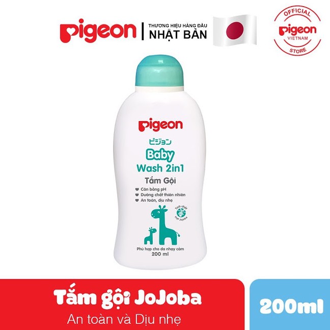 Sữa Tắm Gội Trẻ Em 2in1 Pigeon Sữa Tắm Dung Tích Chai 200ml Sữa Tắm An Toàn Cho Bé