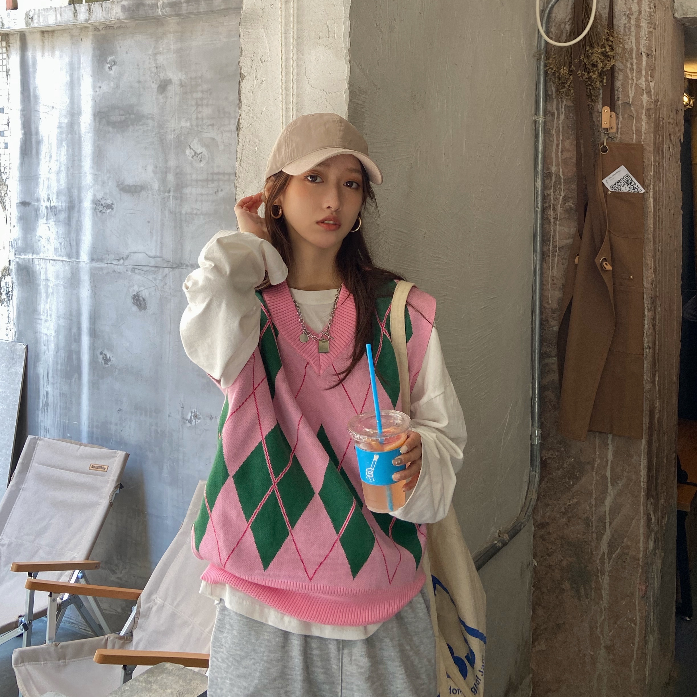 Áo Khoác Len Không Tay Cổ Chữ V Thời Trang Cho Bạn Gá