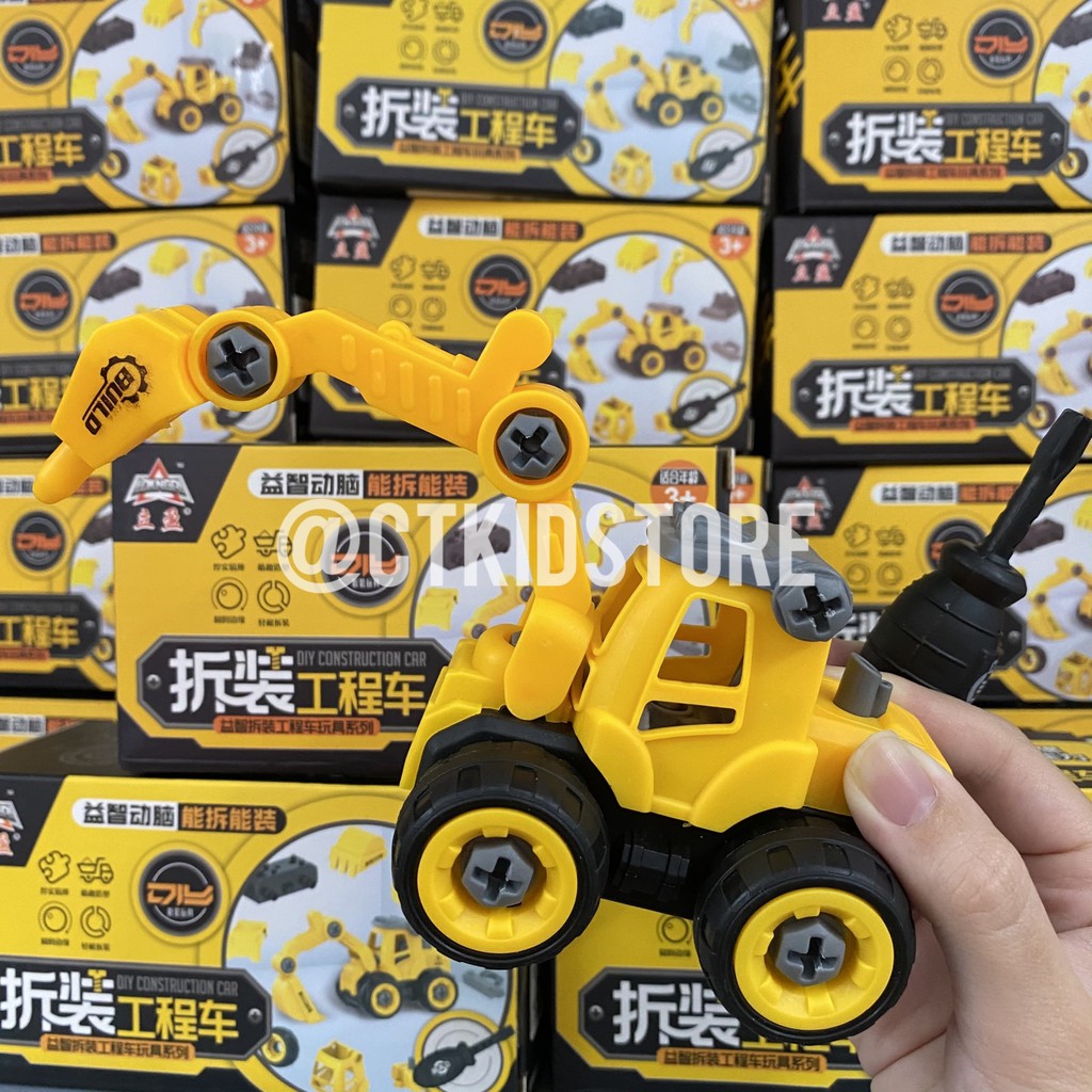 Đồ chơi mô hình xe cẩu, xe chở cát, xe lu,... kèm tua vít tháo lắp cho bé CTT001 - Có thể chọn mẫu