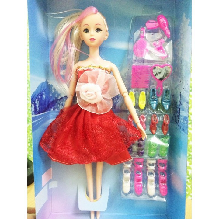 (RẺ NHẤT SHOPEE) Bộ đồ chơi búp bê có khớp nhiều giày màu hồng dành riêng cho bé gái trên 3 tuổi, giúp bé nữ tính hơn