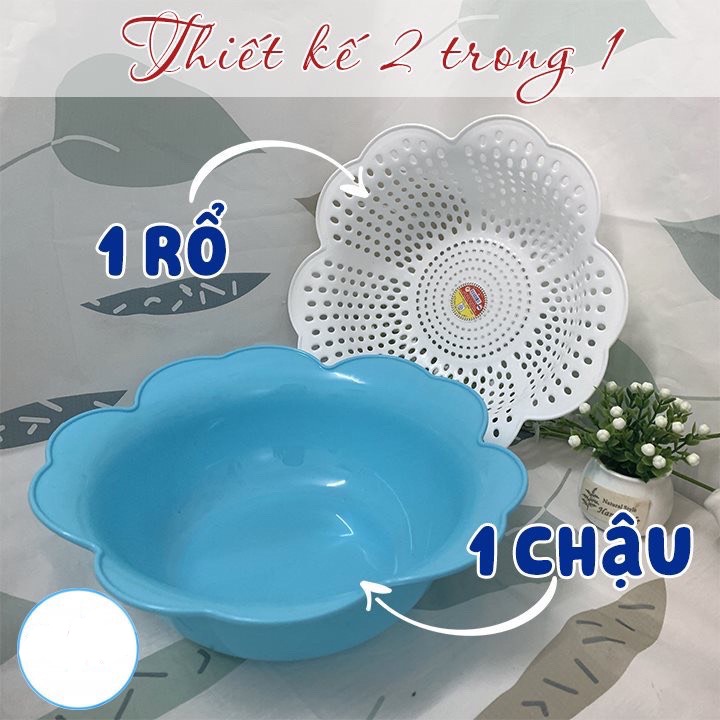 RỔ NHỰA 2IN1 - Rổ thông minh rửa rau hoa quả tiện ích GT 3395