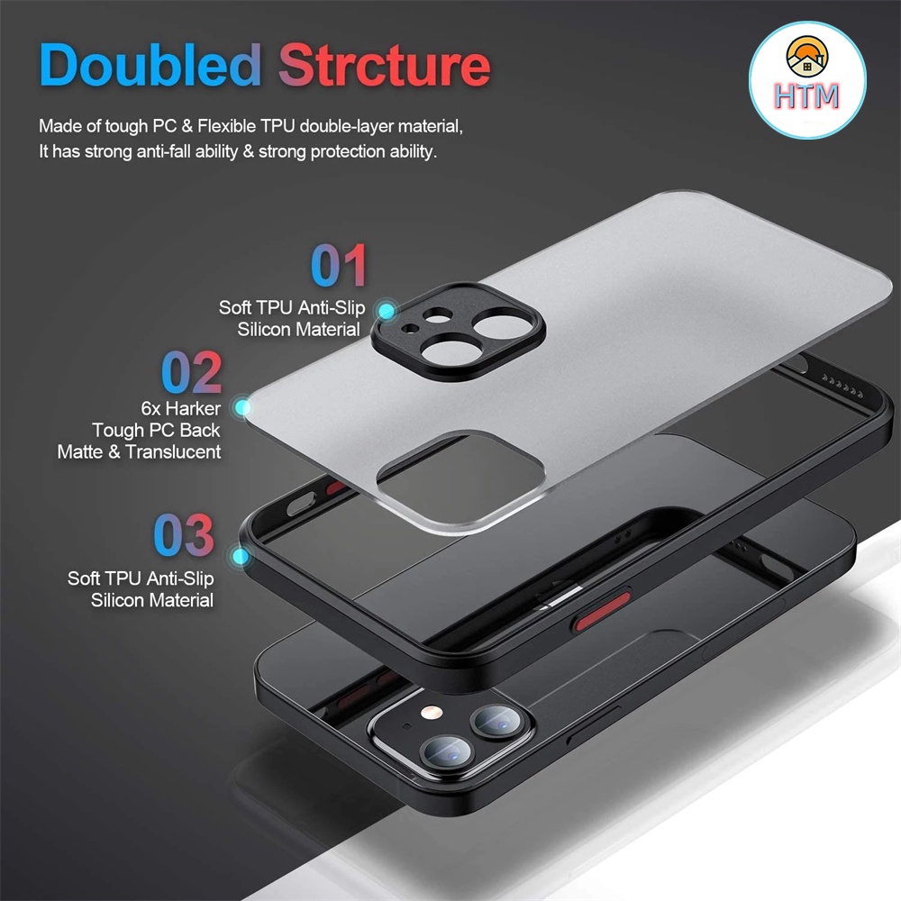 Ốp Điện Thoại Cạnh Vuông Siêu Mỏng Bề Mặt Nhám Bảo Vệ Camera Cho iPhone 13 12 11 Pro Max XS Max XR X