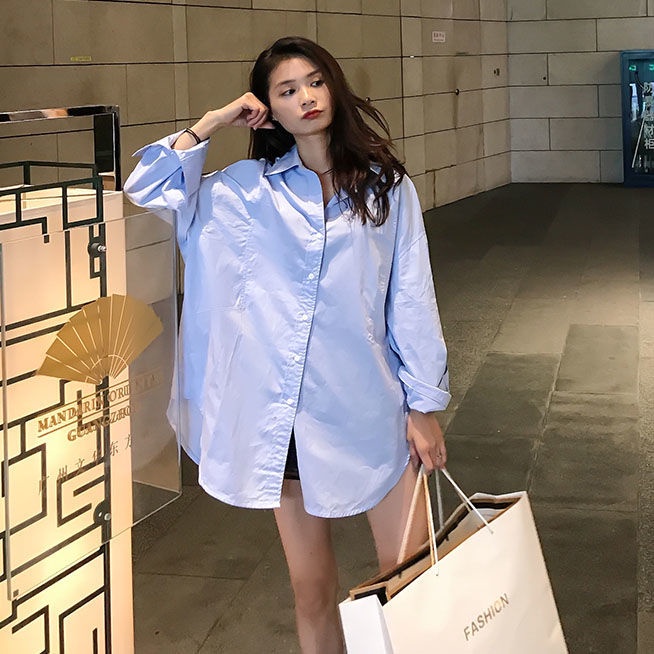 Áo sơ mi tay dài cổ chữ V thời trang Hàn Quốc dành cho nữ