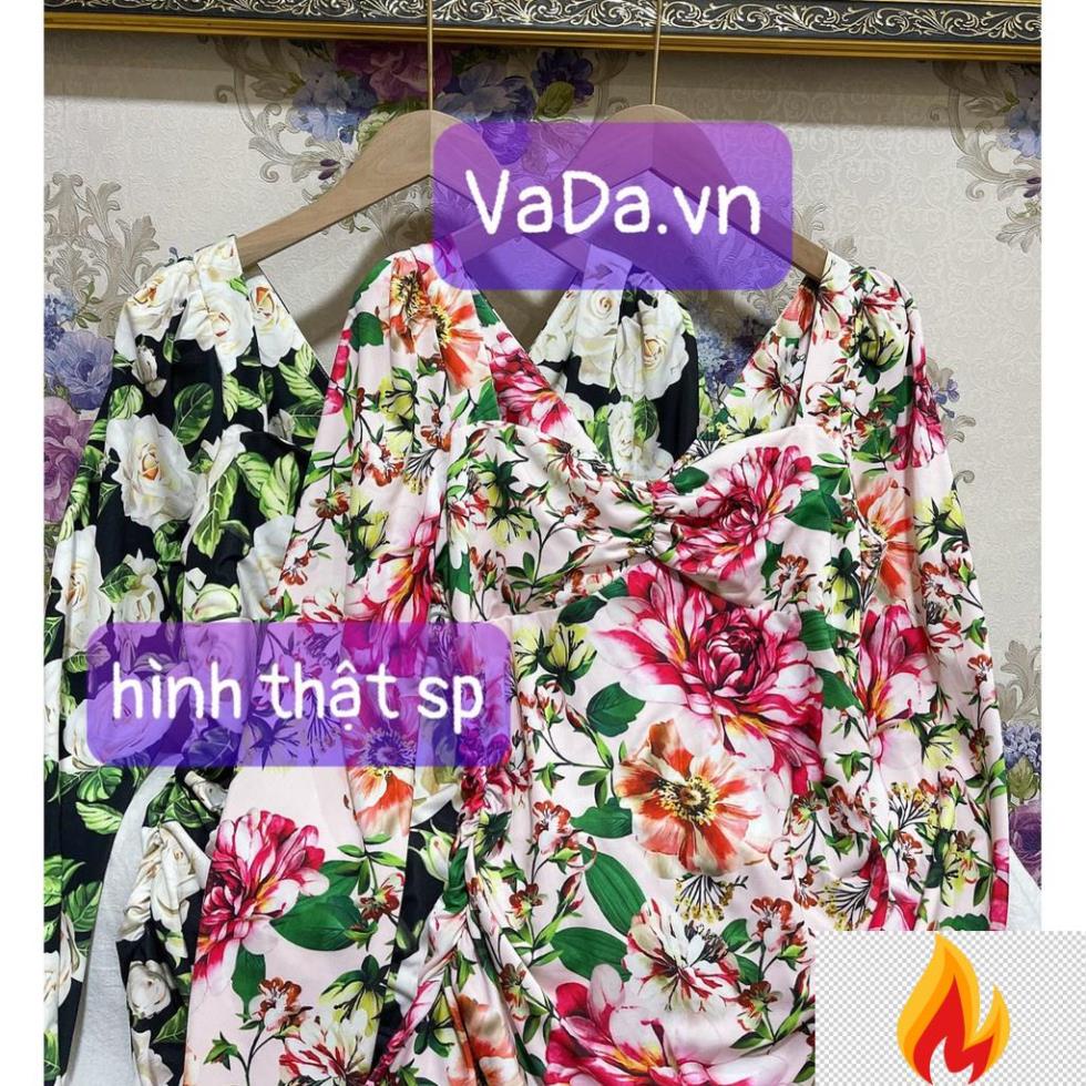 Đầm Body Tay Dài in Hoa 3D đuôi cá chất lụa mát, đi dự tiệc, đi biển, dạo phố cực sang - Thời trang VADA (BD185) -JB8