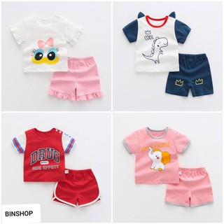 Bộ Cộc tay cho Bé Trai Bé Gái chất Cotton mềm mịn mẫu Quần áo trẻ em dễ thương mùa hè từ 8-18kg (Vải cao cấp)