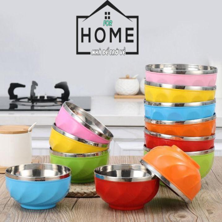 Tô Inox 2 Lớp Cách Nhiệt Nhiều Màu 14Cm