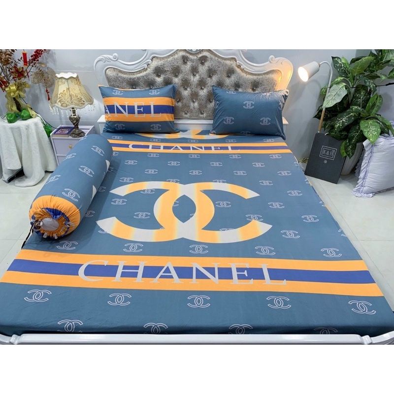 Bộ Drap thun Hàn Quốc mẫu Chanel siêu sang 4 món