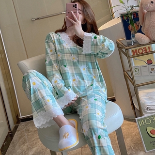 Bộ Đồ Ngủ Dài Tay Phối Ren Kiểu Công Chúa Thời Trang Xuân Thu 2020 Cho Nữ