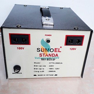 Bộ biến áp đổi nguồn 220V-100V SUMOEL STANDA loại 2000 VA trong nhà cho thiết bị điện nội địa